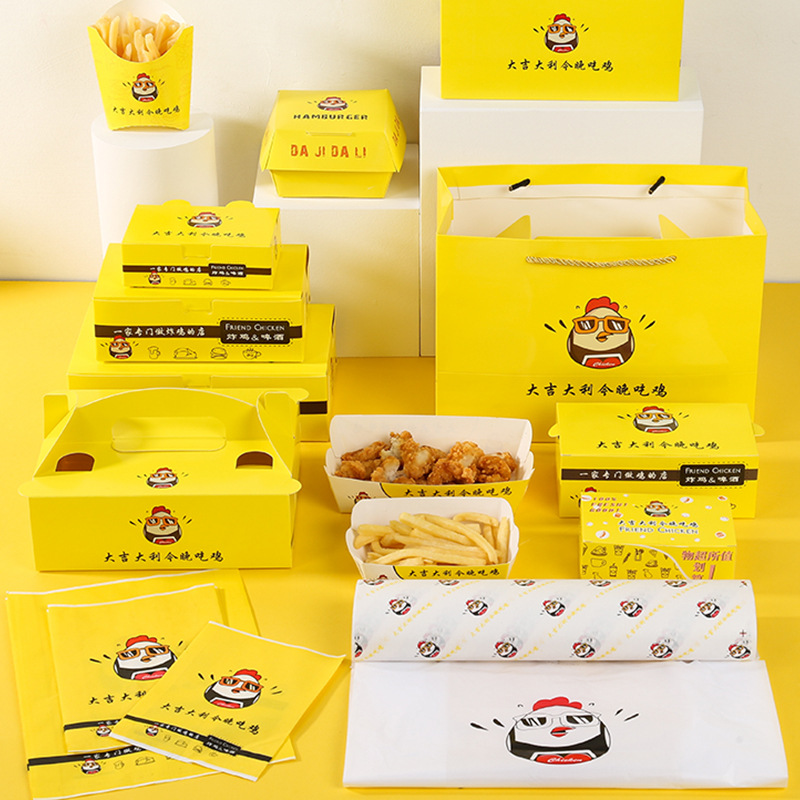 Пользовательская еда Kraft Paper Lunch Box Fore Chicken Burger Box Box Fresh Fries Box Pizza Octopus Balls Packaging Box