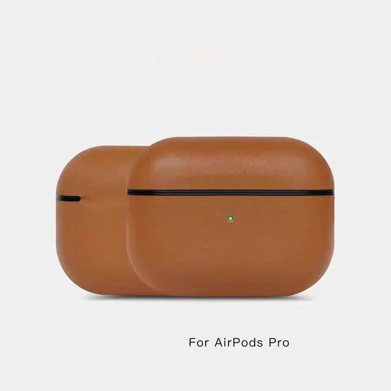 Корпус Airpods Pro Leather, подлинный ретро-масляный восковой восковой корпус кожа, полностью сделанный вручную, передний светодиод, (темно-коричневый)