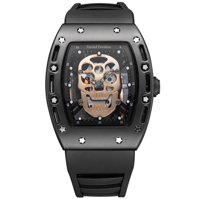 Модный череп мужчина Quartz Watch Daniel Gorman GO11 Creative Dial Watch для мужчин Clock Gold Life Водонепроницаемы