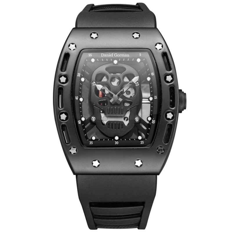 Модный череп мужчина Quartz Watch Daniel Gorman GO11 Creative Dial Watch для мужчин Clock Gold Life Водонепроницаемы