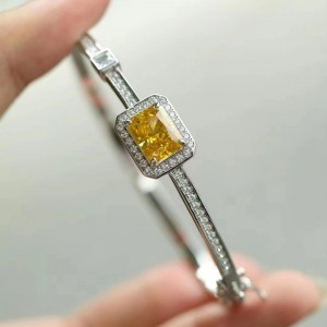 Серебряное серебро 925 с красочным бриллиантовым браслетом с высоким содержанием углерода