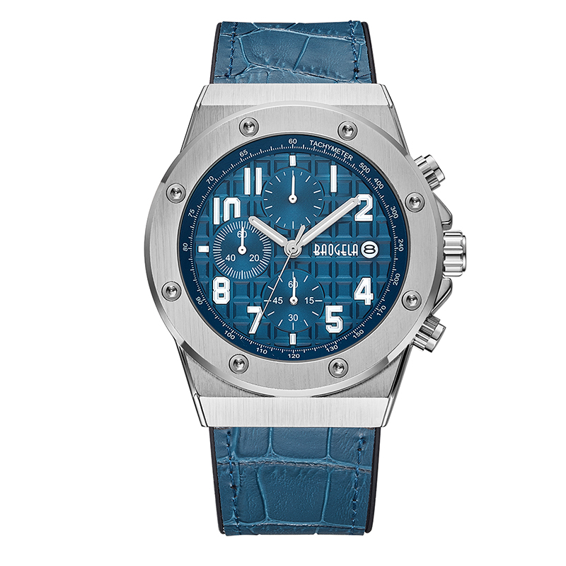 Baogela Men Chronograph Quartz Watches 2022 Новые водонепроницаемые спортивные повседневные запястья часы кожа