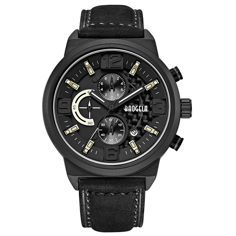 Baogela Men ~ Black Sports Quartz Watch Leisure Fashion Analog Timing Watch Display Men \\ Watch 1709 Black Blue