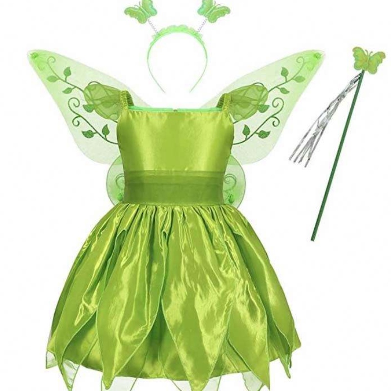 Малыш Малыш Хэллоуин Косплей День Рождения наряды наборы танцы бабочка зеленое сказочное платье Tinker Tinker 2-10T HCTB-001