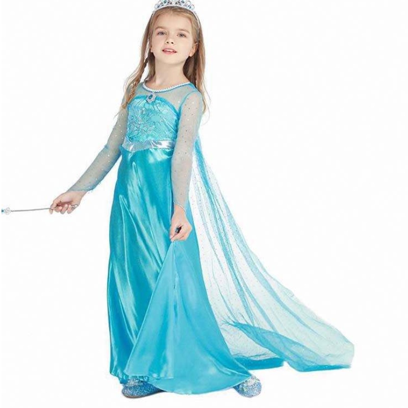 Детские детские костюмы для детской вечеринки с длинным рукавом девочка Feerquin Girl Elsa Dress Set Новое платье Elsa Anna 3-8T HCGD-001