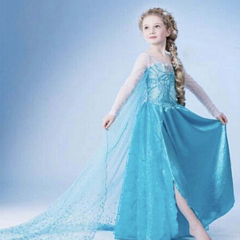 Дети рождественский день рождения Принцесса косплей Elsa 2 Girls Dress DGHC-002