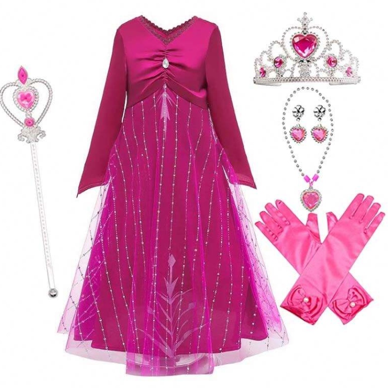 Anna Cosplay Party Vestidos Girl Clothing Red Elsa Costum