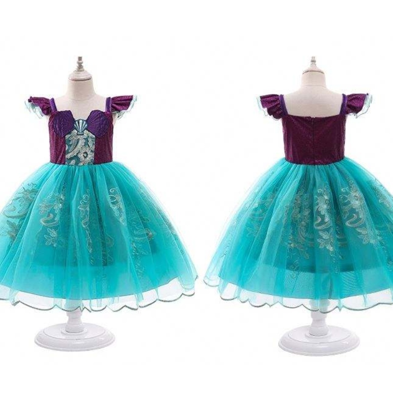 Baige Girls Mermaid Ariel Princess Drent Dress Cosplay Costumes для девочки русалка наряжать детские одежды на Хэллоуин