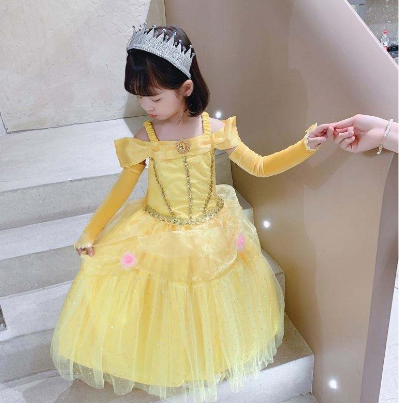 Красота и зверь Belle Princess Dress Disply Girl Party Cosplay Costume
