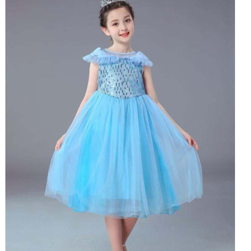 Оптовая новая детская одежда Elsa Princess Dress Drend Costumes Girls Dresses