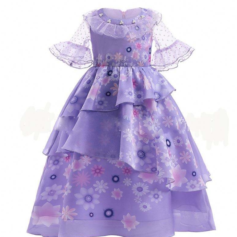 2022 Платье для девочек -девочка Mirabel Girl Princess Dress Elegant Evening Party Tutu Prom Plam платье Encanto Children Cosplay Costum