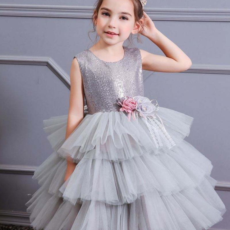 Лето новая спинка торт юбка принцесса девочка Bow Sequin ~ Модное платье костюм 1729