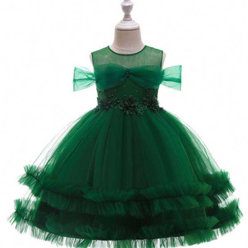 Baige Beautiful Flower Applique Girl Princess Pressses День рождения детское рождественское свадебное платье для вечеринки