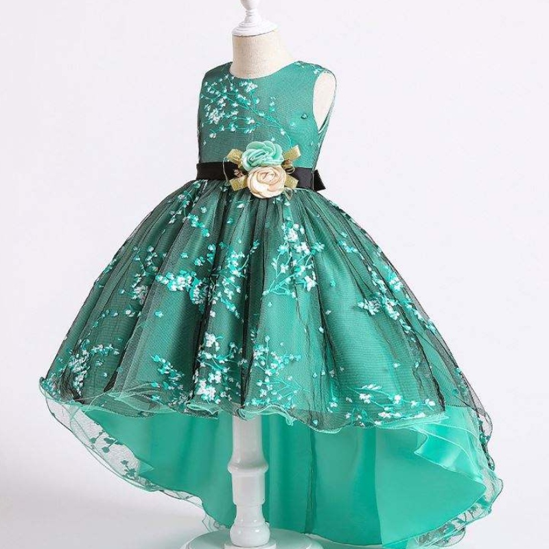 Baige Children Dress Flouge Girls Bowd Wedding Hown Tracking Western Party Wear Formal Princess Girl's платье 2153