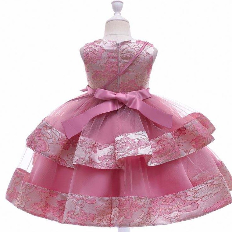 Baige New Design Flower Girl Платье для вечеринки с мини -сумкой атласным свадебным платье принцессы L5216
