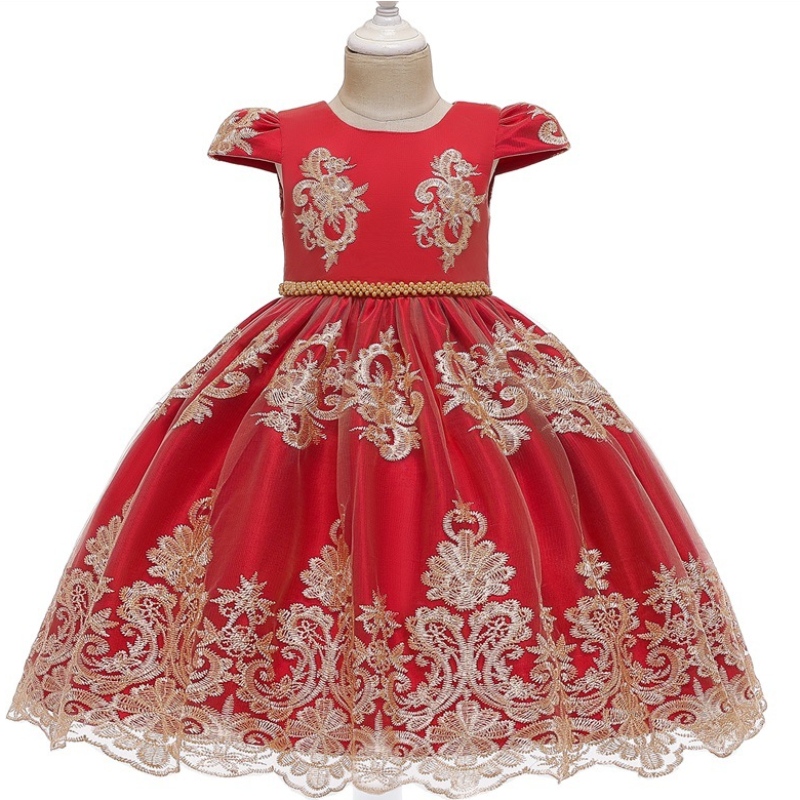 Amazon Hot Sale Baby Princess Платье золотое кружевное платье для 1-3 лет ребенка