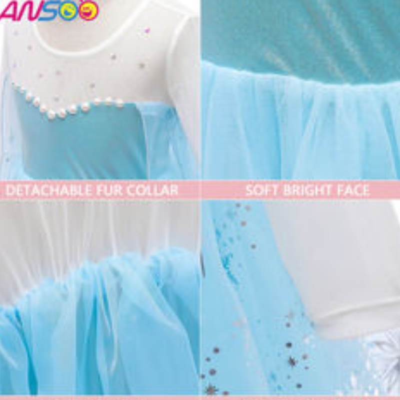 ANSOO 2022 Girls Elsa Princess Dress Костюмы для вечеринки на день рождения.