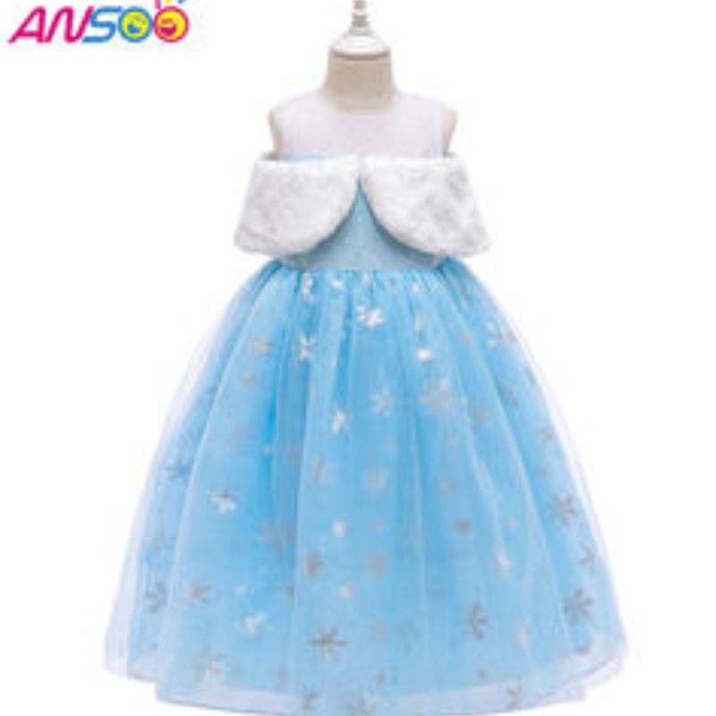 ANSOO2021 ДЕТИ \\ Performance Elsa Fashion Girl Girl Wool воротниц
