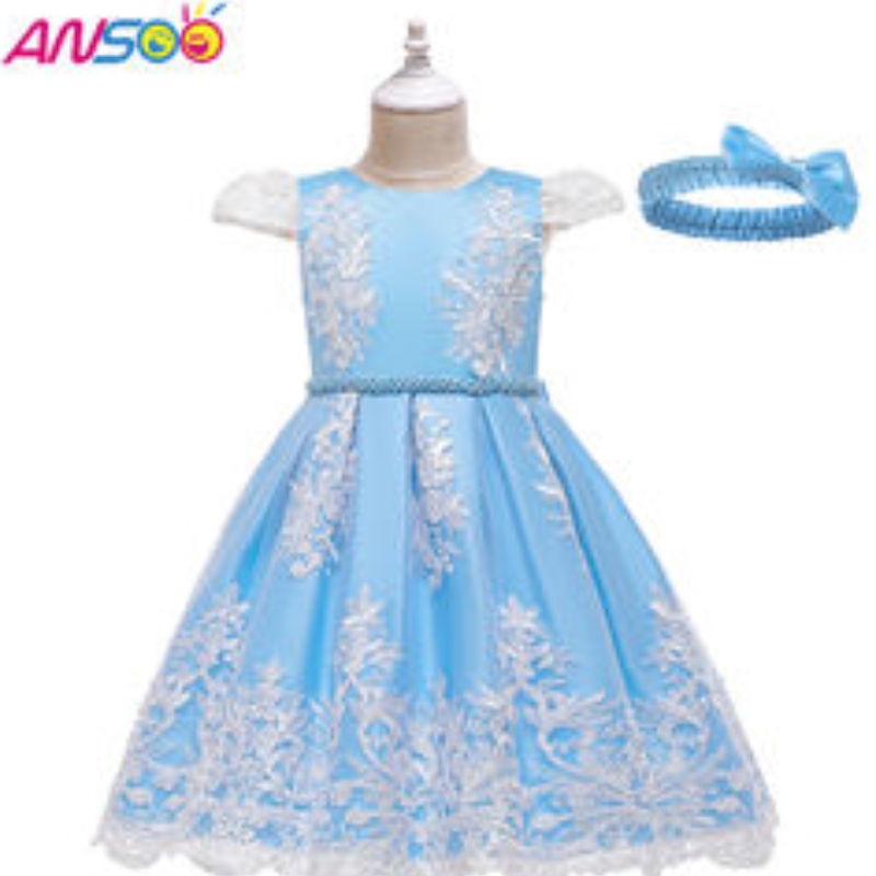 Ansoo Rose Color Pretty Girls Pufpy Red Plays для вечернего банкета 5 -летняя детская вечеринка носить платья для девочек