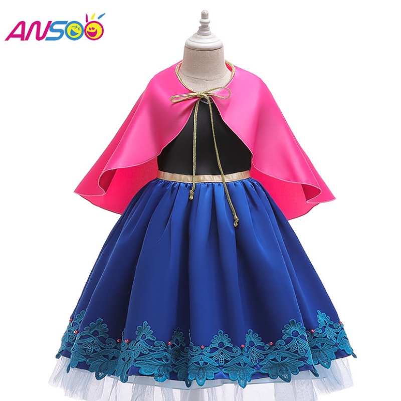 Ansoo Kids Girls Princess Queen Elsa Anna Halloween Cosplay Costum