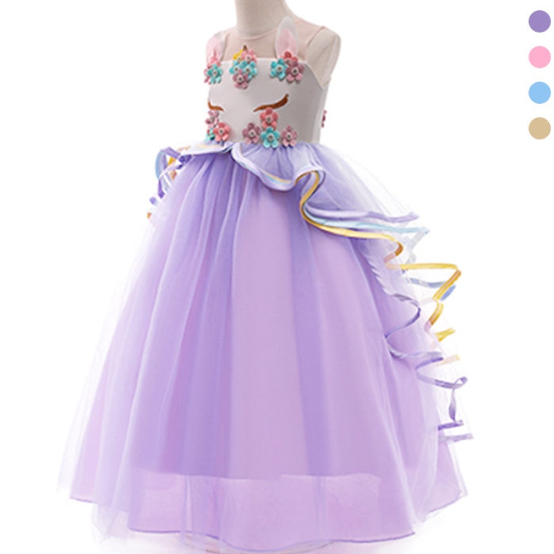 Ansoo Girls Unicorn Dress Applique Party Comsplay Summer Halloween.