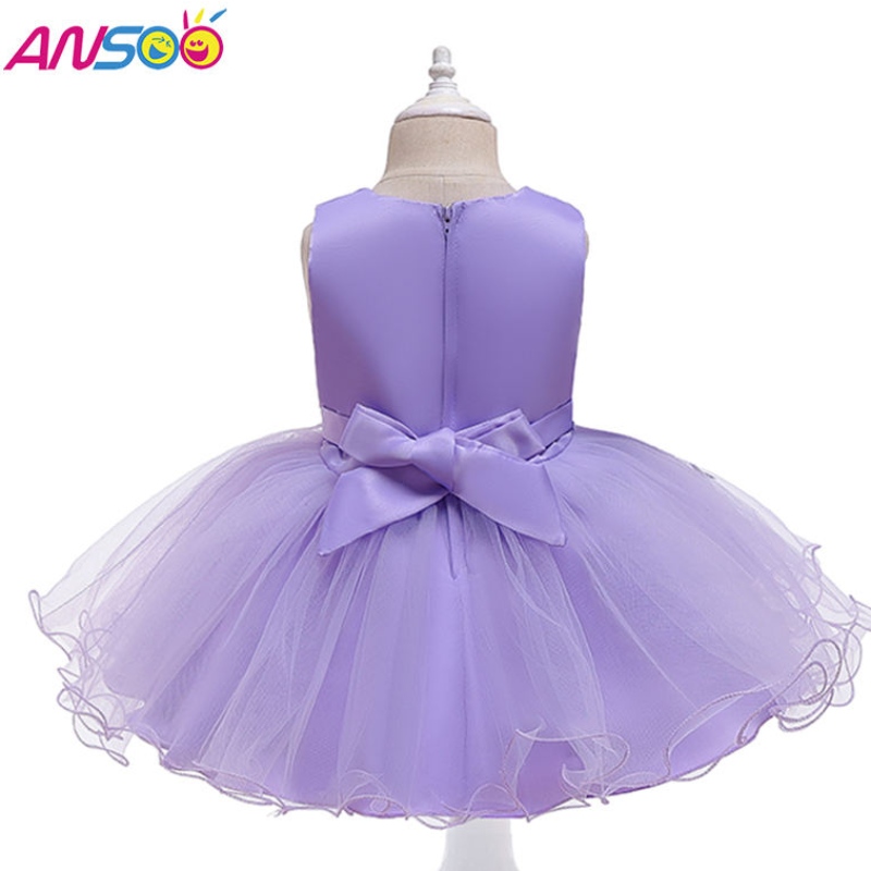 Ansoo New Doled Girls Elegant Formal Princess Dress Flouge Kid Summer Costume одежда вечерние вечеринка фиолетовые платья