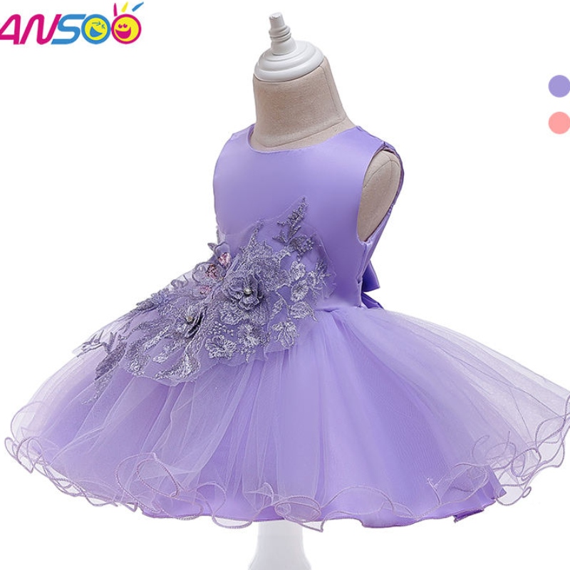 Ansoo New Doled Girls Elegant Formal Princess Dress Flouge Kid Summer Costume одежда вечерние вечеринка фиолетовые платья