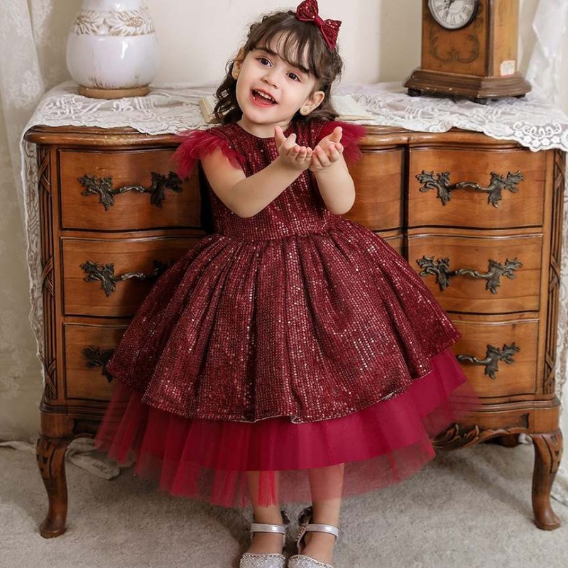 Baige Baby Kind Girl Крещение платья цветочниковые новорожденные принцесса платья с блестками