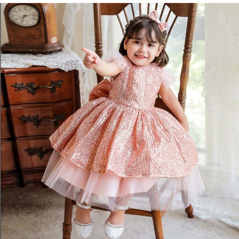 Baige Baby Kind Girl Крещение платья цветочниковые новорожденные принцесса платья с блестками
