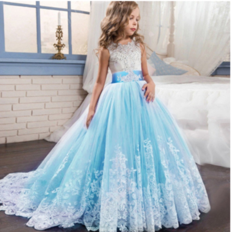 Baigeluxury Design Whtolesale Kids Wedding Event Ball Ploge Fancy Princess Prom Frock Girl Платье LP-231
