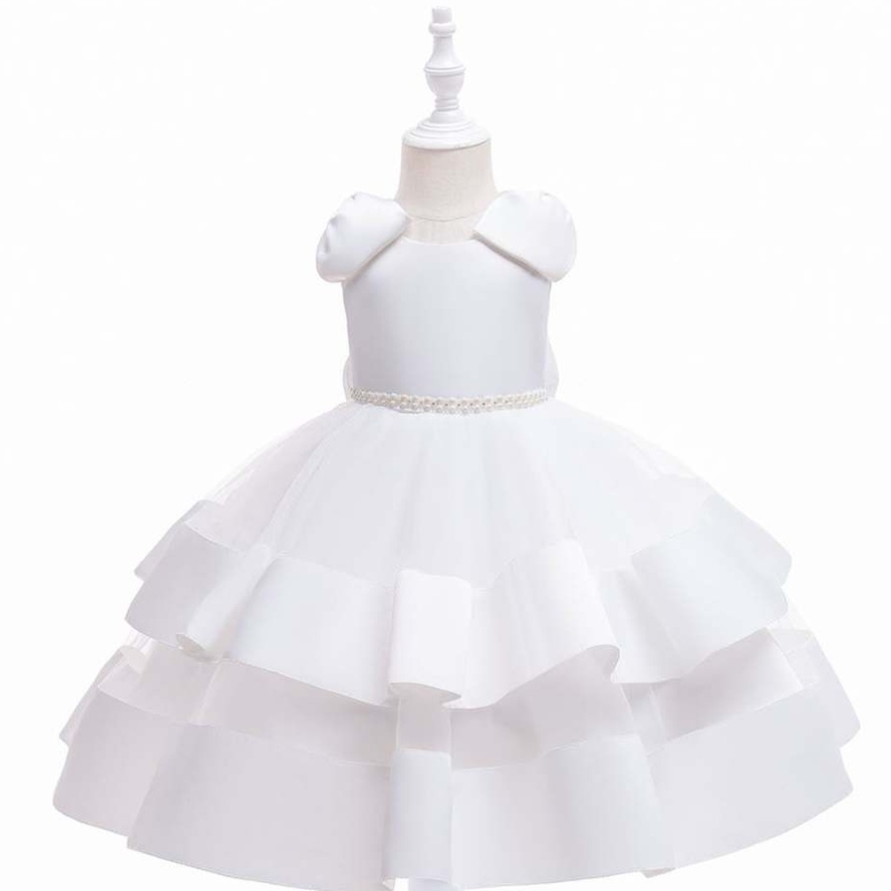 Baige White Flower Girl Dress Wedding Fairy Big Bow Bufpy Girl Princess платье
