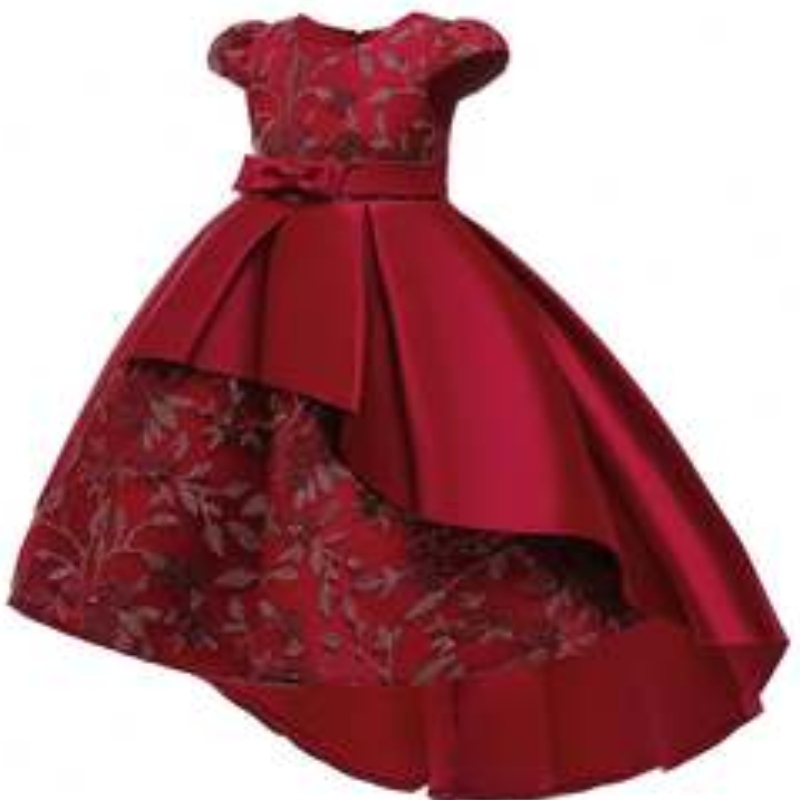 Baige Lafted Design Print Satin Flower Girl Платье для вечеринки летние платья с коротким рукавом для девочек