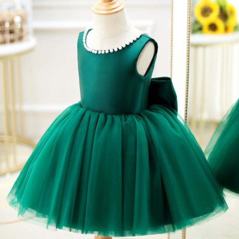 Baige Green Backless Girl Party Dress Kids First Communion Платье принцесса свадебное платье DZ007