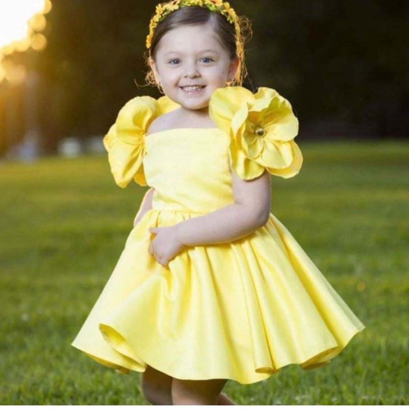 Baige Big Flower Kids одевайте розовые свадебные атласные вечеринки для детского платья для детских платье