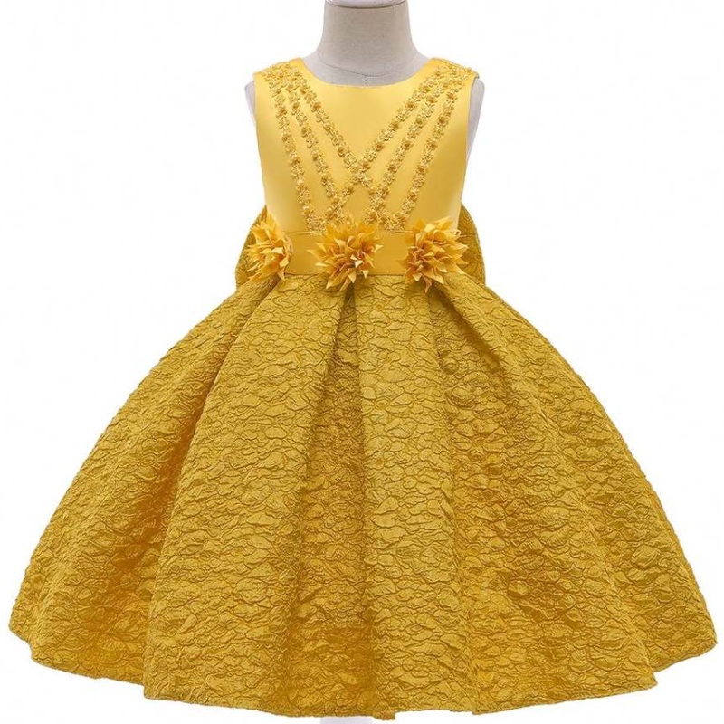 Baige одежда оптом на заказ платье Royal Yellow Ball Plow Mini платье для детей для детей