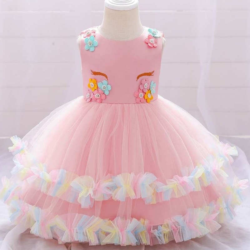 Baige White Unicorn младенцы -малыши Frock Summer Mabd Girls Кретинг крещения платья DJS025