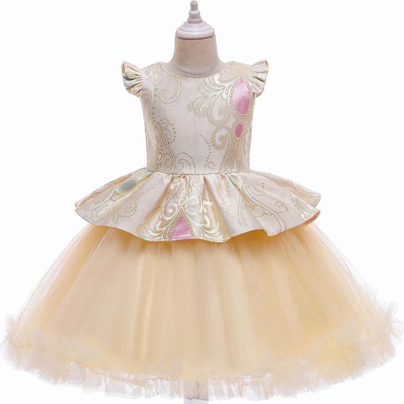 Baige Children Birthday Носить розовую короткую рукав, девочка, принцесса, деть, испанское платье L5232