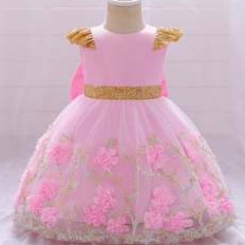 Baige Yellow Flower Girl Платье детское вечеринка новая коллекция Индии.