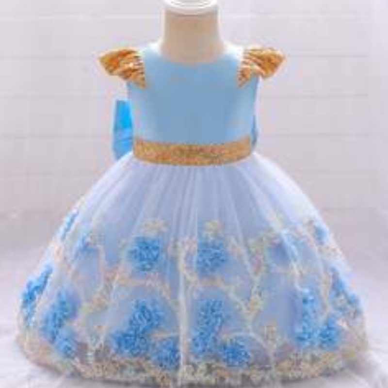 Baige Yellow Flower Girl Платье детское вечеринка новая коллекция Индии.