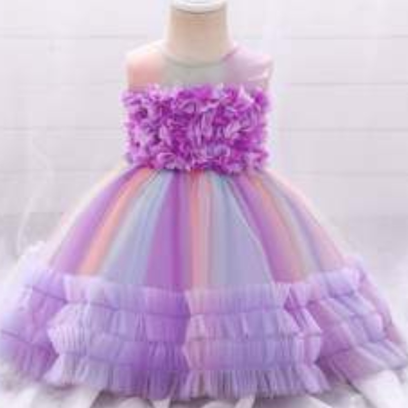 Baige New Fashion Fashion Purple Flower Girl День рождения платье для вечеринки по случаю дня рождения детское дизайнерское платье L2020xz