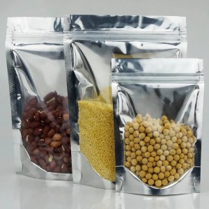 Алюминиевые стойки с мешками, прозрачный фронт с алюминиевой фольгой, запечатываемая застежка -молния и тепло, герметизируемая д...
