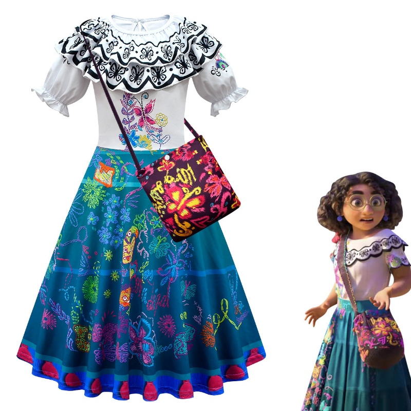 Encanto платья телевизионные фильмы косплей Mirabel Princess Kids Girls Girls Carnival Party Cos Dress Clothing Costume