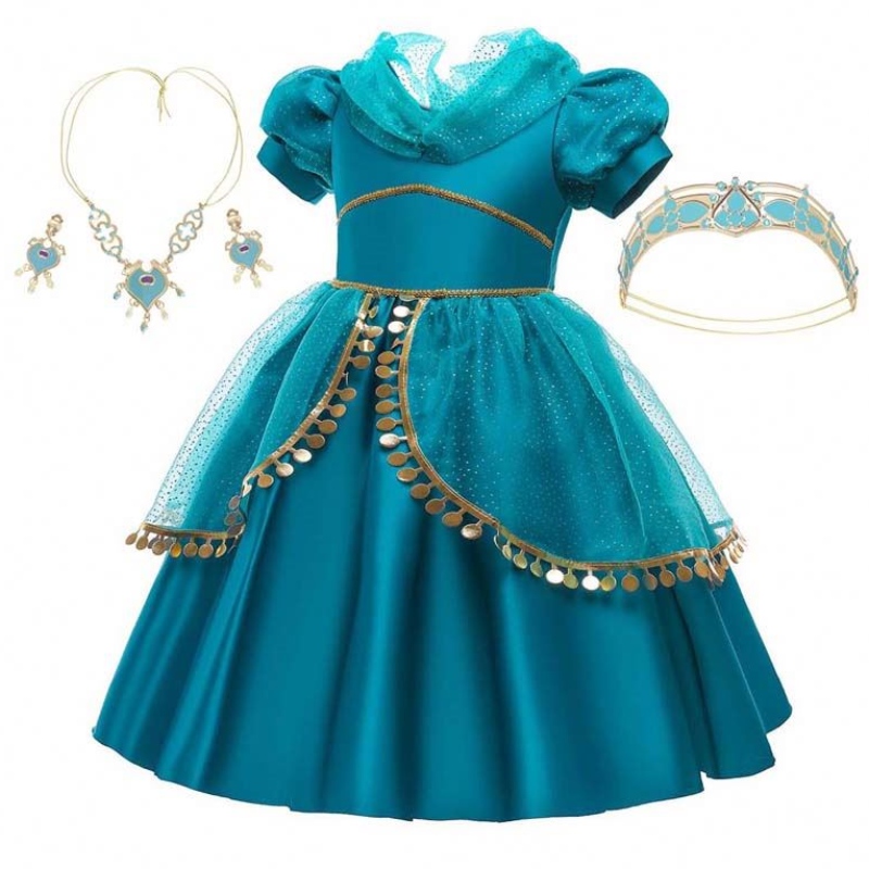 Хэллоуин маленькие девочки Жасмин Принцесса платье Aladdin Cosplay Princess Jasmine за 2-10-летний HCAL-004