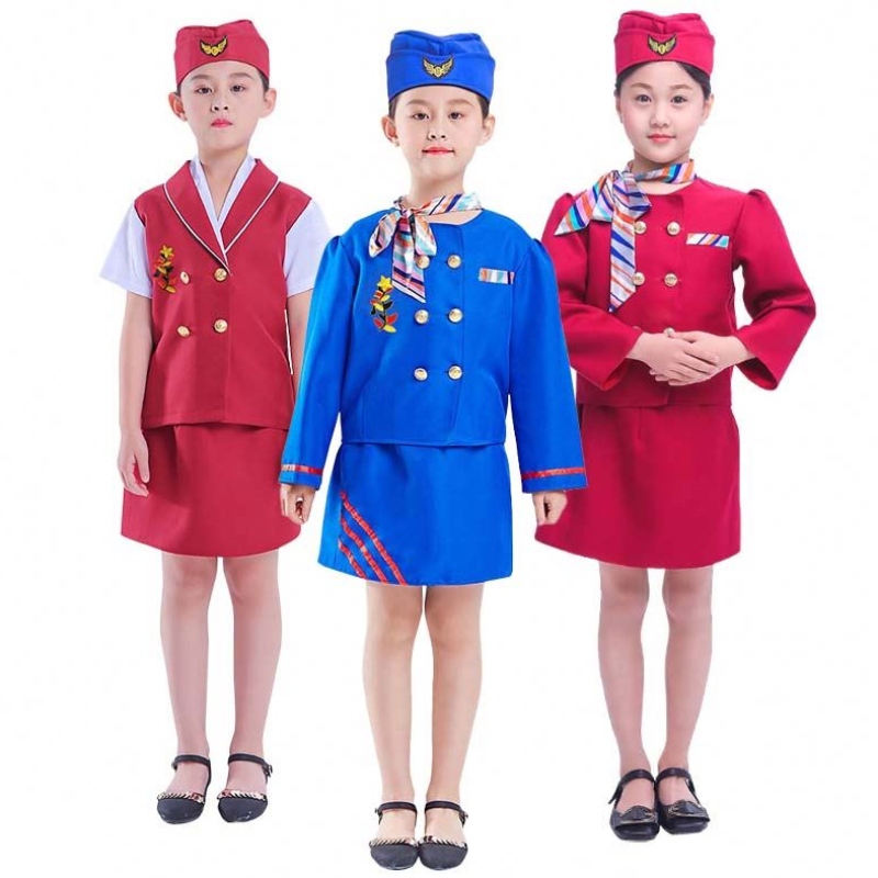 Carnival Party Costume Kids Girls Halloween Lighteart Airline Airline Costume HCBC-023