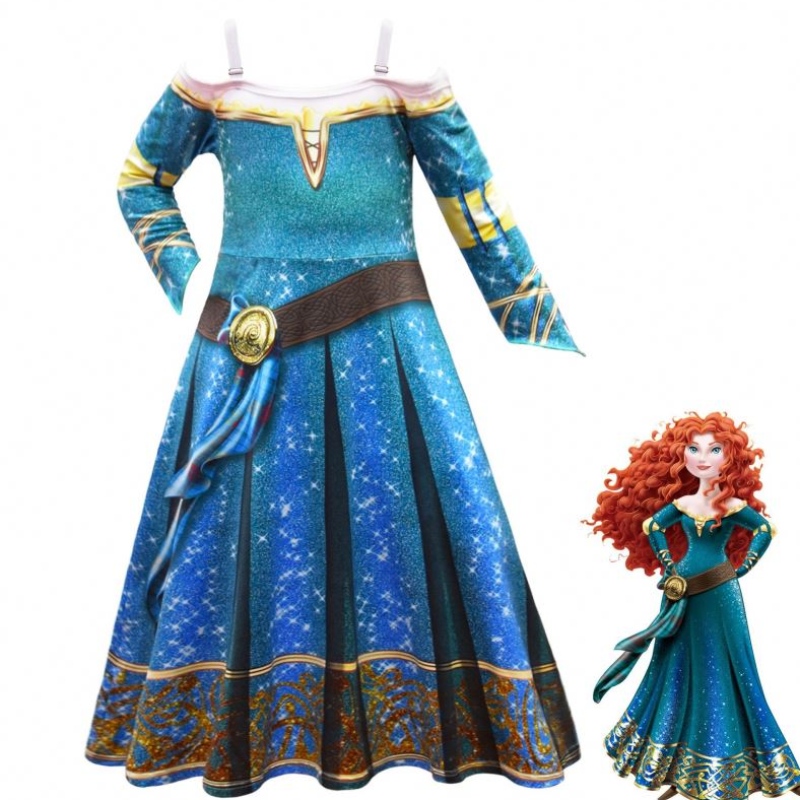 Хэллоуин смелые легенды Merida Cosplay Dress Up Girls \\ 'Платье -платье юбка