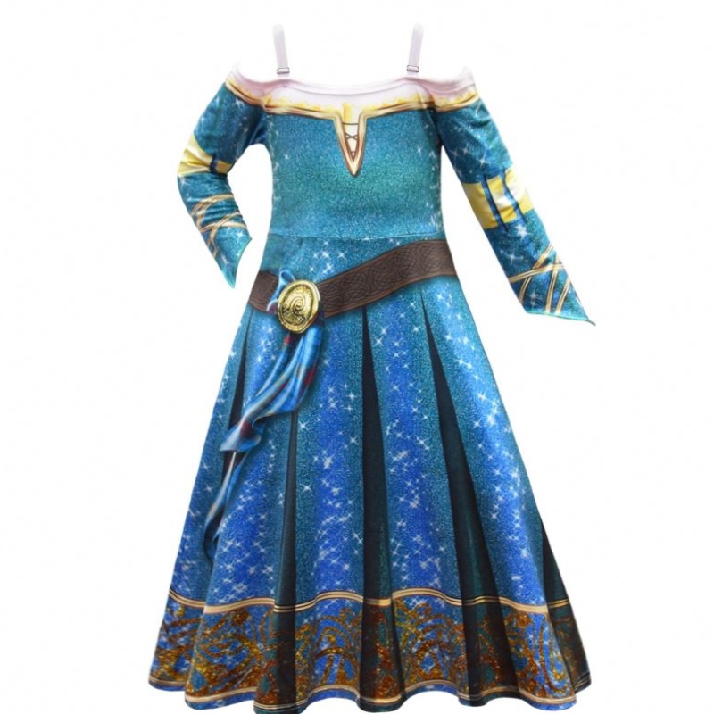 Хэллоуин смелые легенды Merida Cosplay Dress Up Girls \\ 'Платье -платье юбка