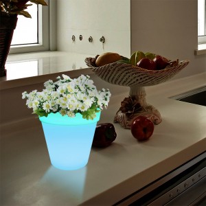 RGB Color Manege Led Led Plant Pot Stable Lamp Touch Control, Современные простые пластиковые цветочные настольные лампы с простым писателем с твердым дере...