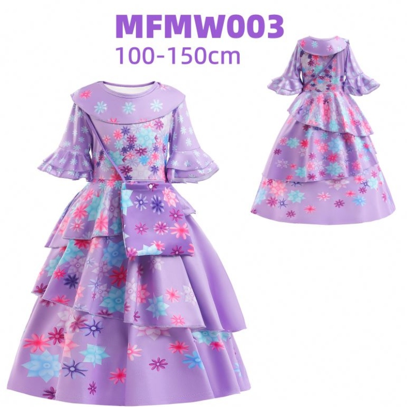 Baige Encanto Mirabel Isabella Purple Girl Платье с длинными рукавами Новая карнавальная детская вечеринка косплей костюм MFMW001