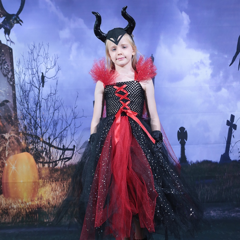 Amazon Hot Sedelling Kids Girls Deluxe Halloween вампир -вампир ведьма костюми