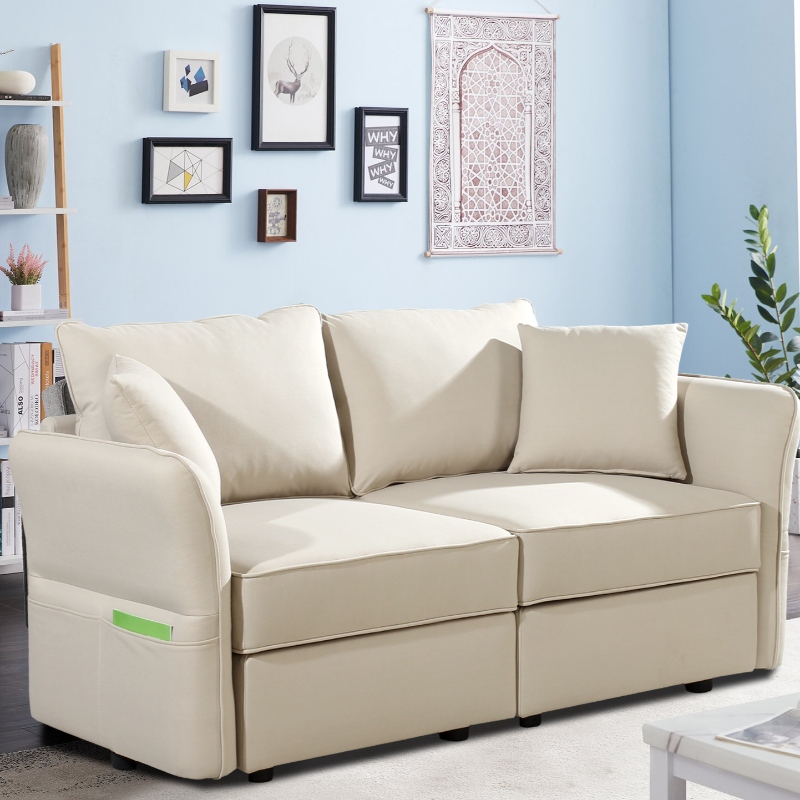 Fauxe Leather Sectional Loveseat Diving Room Dofa Set с сумкой для хранения